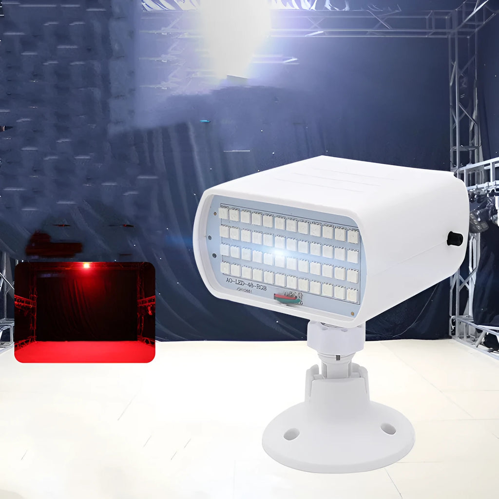 48-LED strobe light unit measuring 100x95x55mm with sound control for stage and club lighting