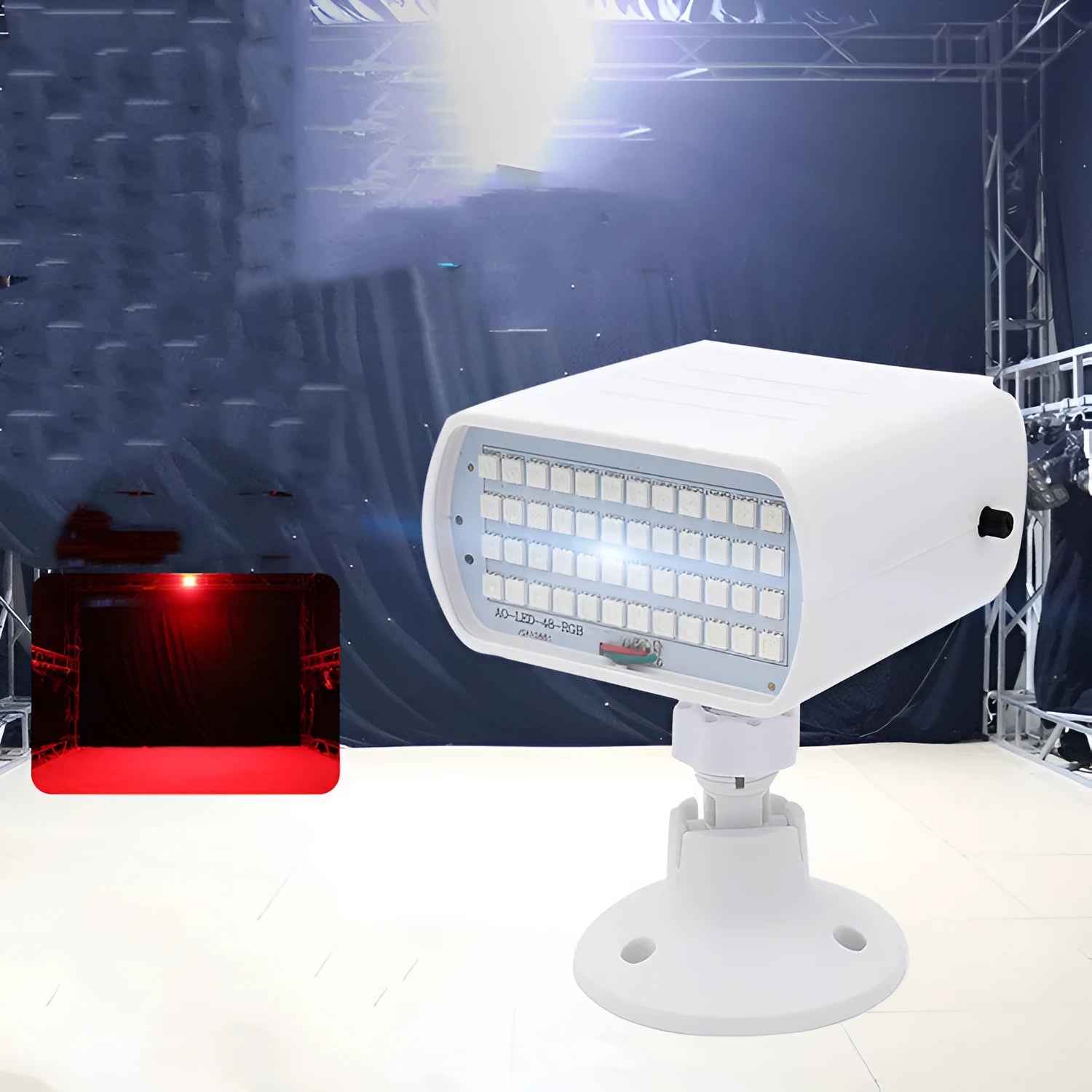 48-LED strobe light unit measuring 100x95x55mm with sound control for stage and club lighting