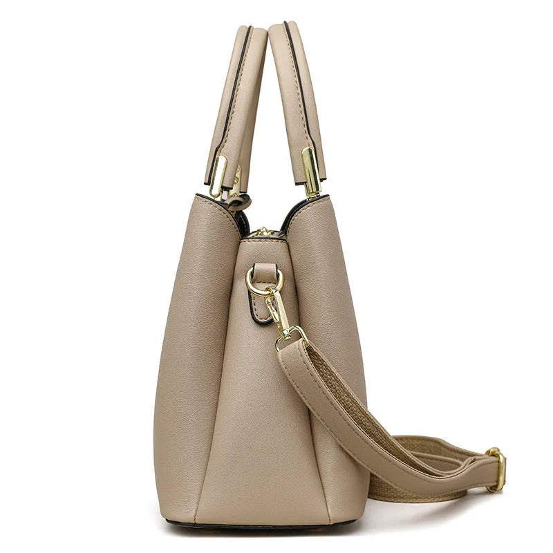 Women's PU leather messenger bag with multi-layer shoulder strap in various colour options