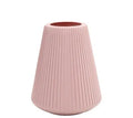 Blue melamine plastic decorative flower vase measuring 16cm by 20cm on a desktop