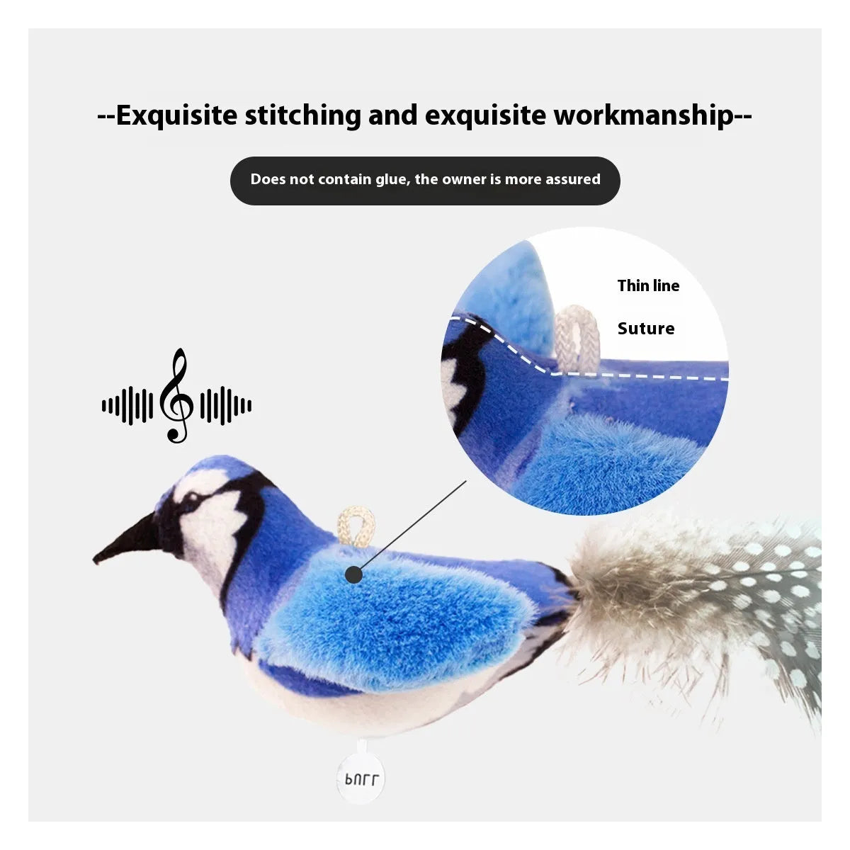 Colourful bird simulation plush cat toy with realistic bird shape for pet play