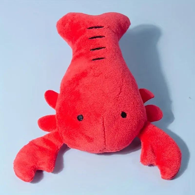 Red lobster crab shaped squeaky stuffed chew toy for small and medium sized dogs
