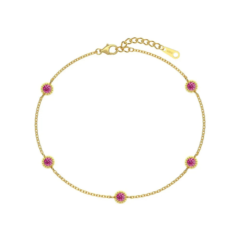 925 sterling silver bracelet with round opal stones in Japanese Korean geometric style for women