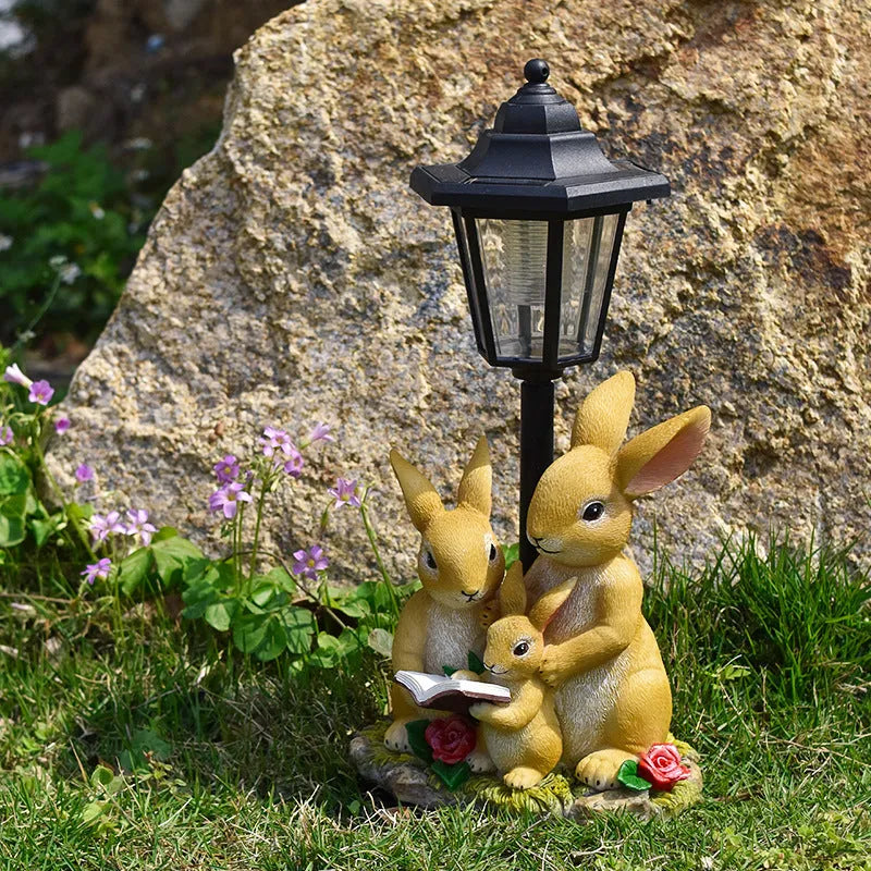 Hexagonal solar garden lamp in synthetic resin with American country style design