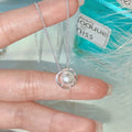 Women's rose pearl geometric circle ring line necklace with cross chain and copper electroplated finish