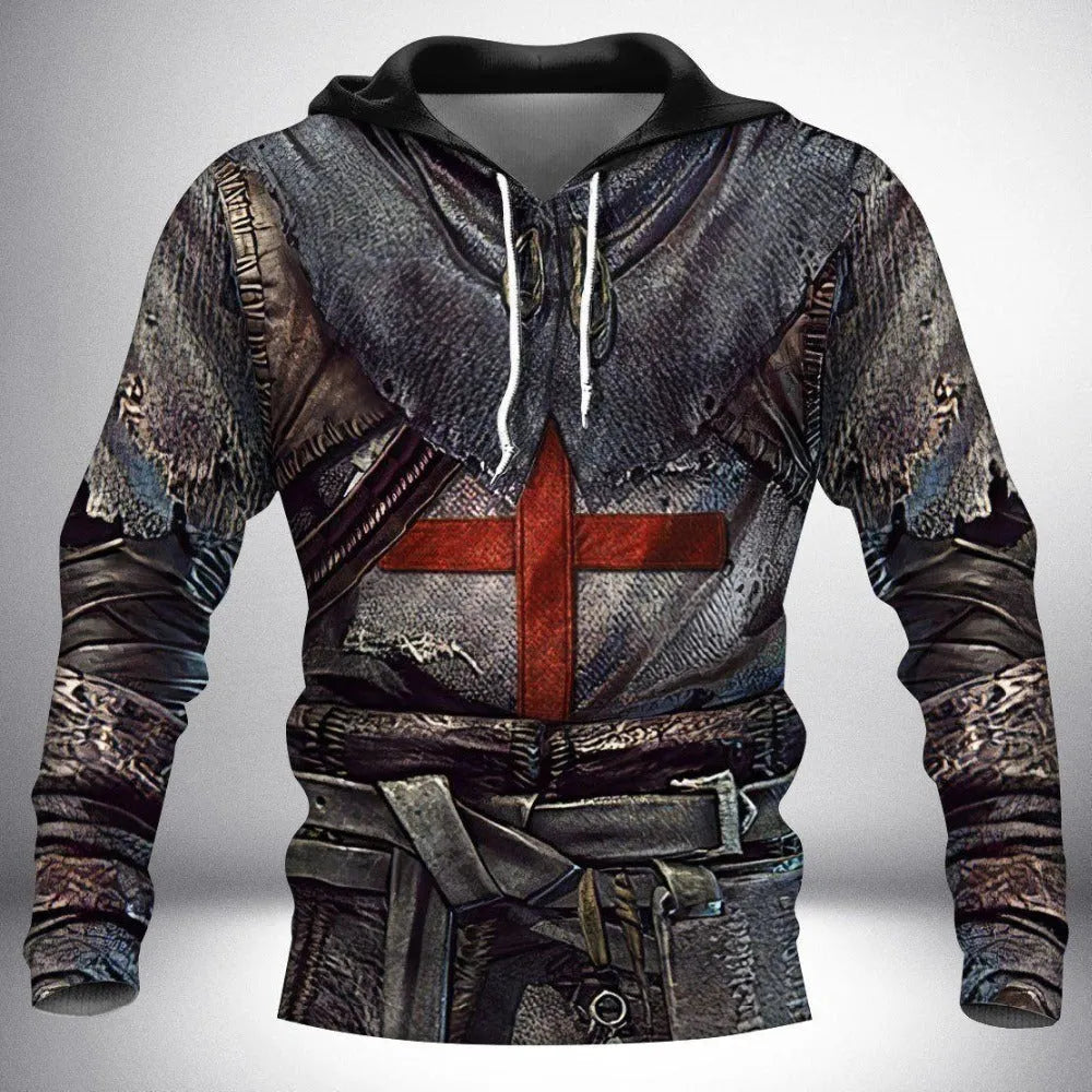 Men's 3D digital printing hoodie pullover in polyester with full-colour graphic on front