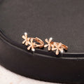 Rose gold circular waterdrop flower earrings with a fresh, sweet style for women.