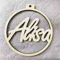 Wooden hollow carved Christmas tree pendant with English name space, American style