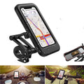 Black adjustable waterproof bicycle and motorcycle phone holder mount for 4 to 6.7 inch mobile devices.