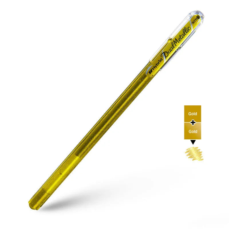 Flash 1.0mm glitter gel pen in multiple colours showing metal barrel and pearlescent ink.