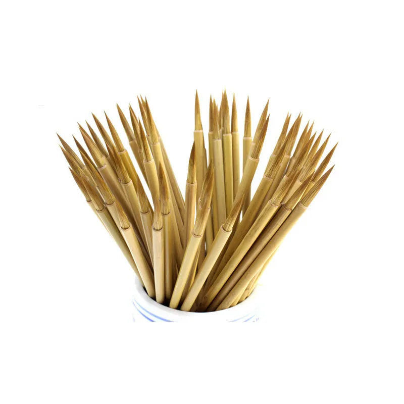 Langhao traditional Chinese calligraphy brush with wolf hair bristles and a hook line tip, shown in size S.