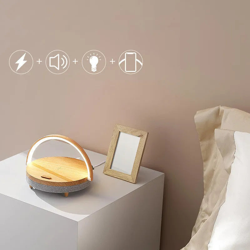 Marble pattern wireless charging lamp with Bluetooth speaker and integrated mobile phone holder