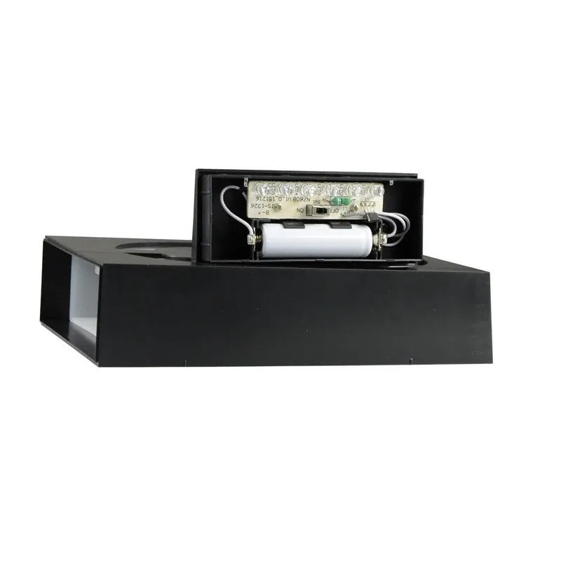 Solar powered outdoor house number light with large numeral, IP65 waterproof rating, and wall mount.