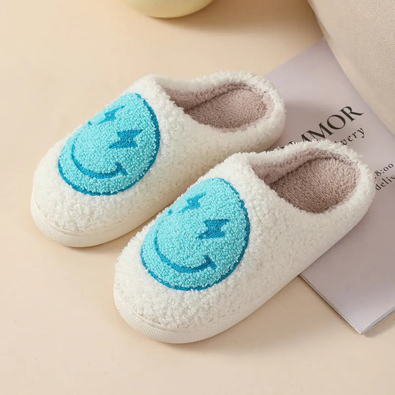 Women's plush cartoon love design slippers with non-slip PVC soles in multiple colour options