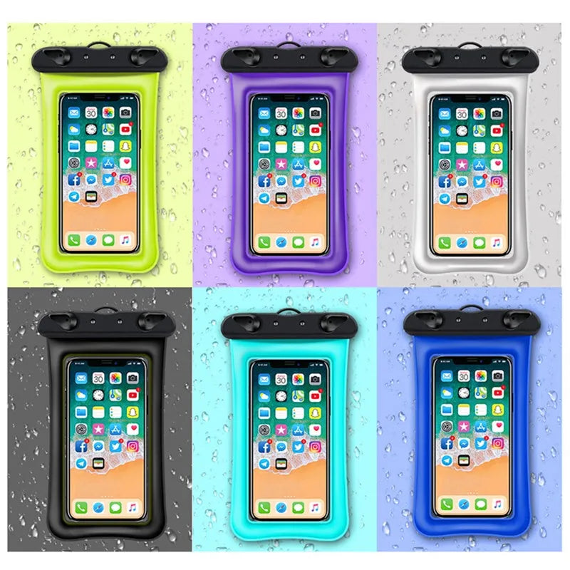 Double airbag mobile phone waterproof bag in various colours with 45cm rope