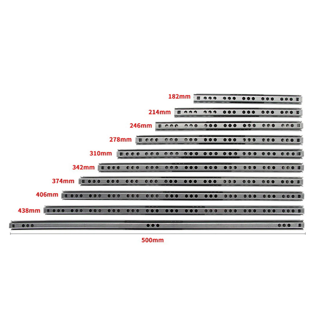 Ultra-narrow two-section drawer slide rail with ball bearing mechanism and 17mm width