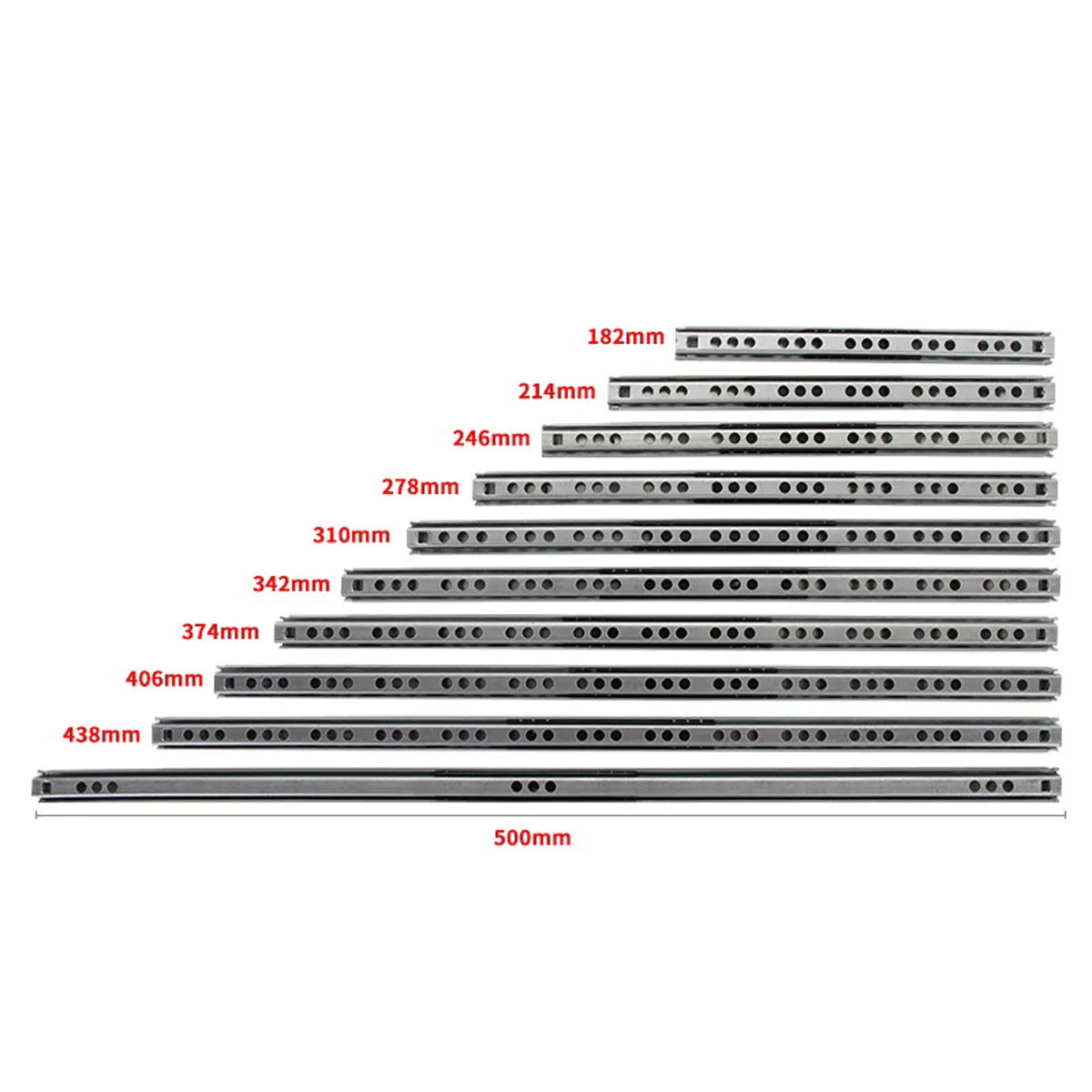 Ultra-narrow two-section drawer slide rail with ball bearing mechanism and 17mm width