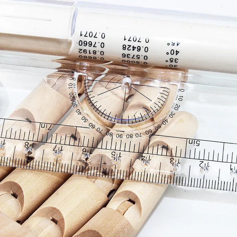 30 cm plastic rolling ruler for drafting with rollers and an angle measurement scale