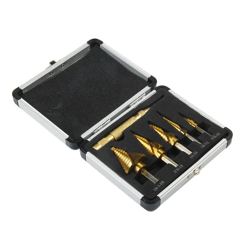 Gold aluminium tool box case with a steel opening plate, showing scale next to a ruler.