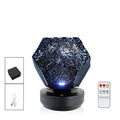 LED starry sky projector showing constellation projection on bedroom ceiling with remote control