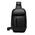 Black medium outdoor shoulder bag with air cushion strap showing internal laptop and organiser pockets