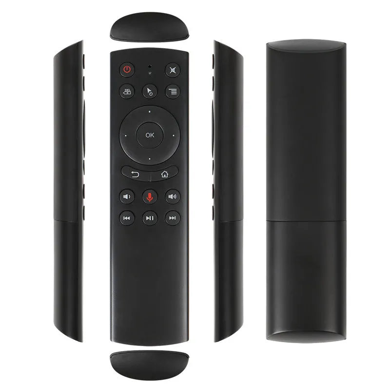 G20 FlyMouse 2.4G wireless air remote control with black ABS plastic body and silicone buttons.