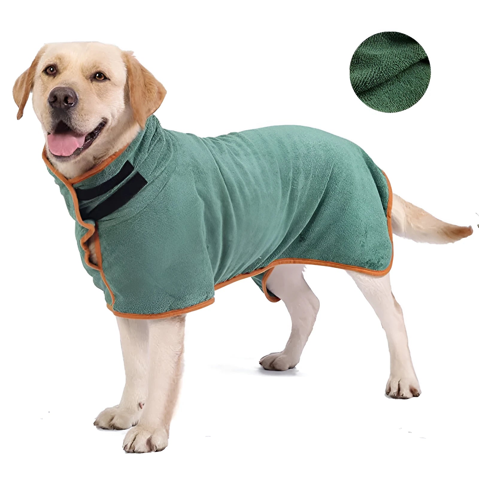 Pet bathrobe in blue microfiber for small to large dogs adjustable fit