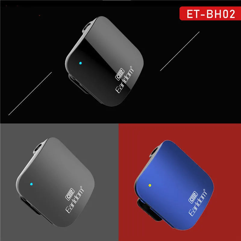 Bluetooth lavalier headset in black, grey, or red colours with 10-metre wireless range for hands-free communication