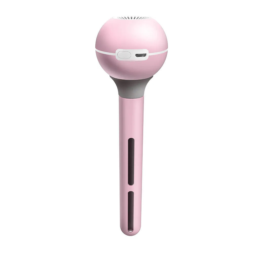 Magic wand ultrasonic humidifier with columnar design in pink and white colour options