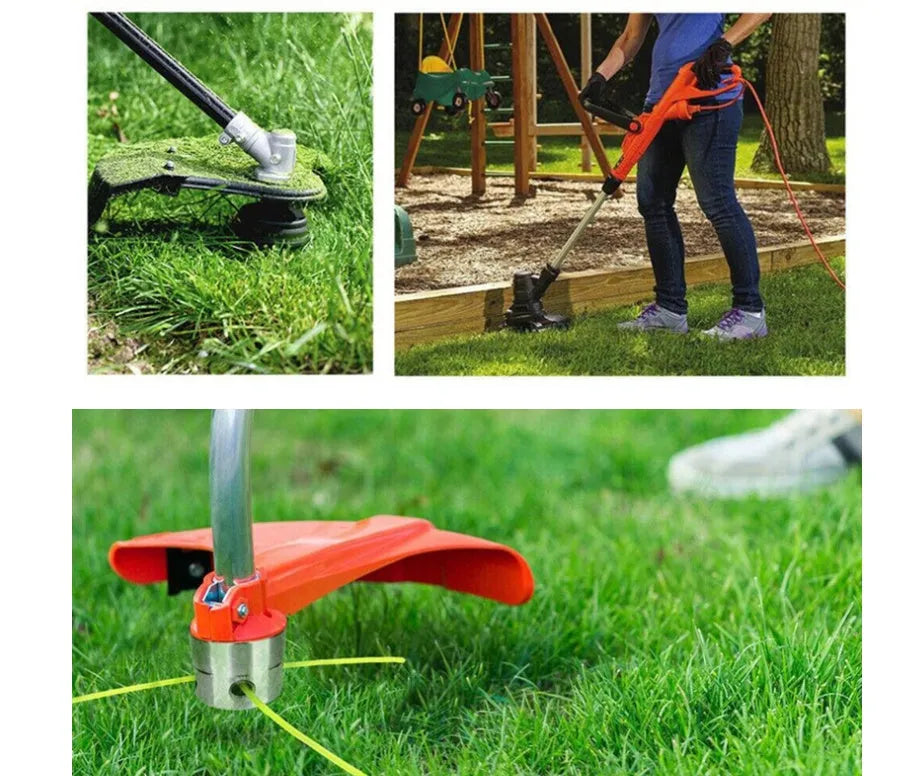 Luzhu silver aluminium lawn mower grass head with four light yellow square ropes
