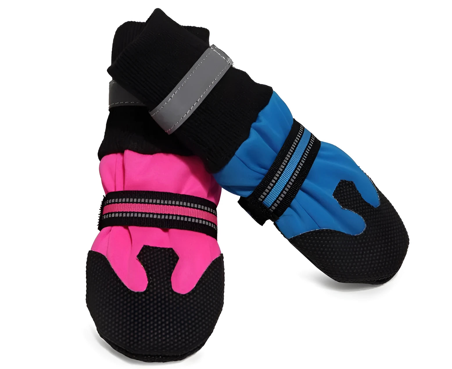 Waterproof dog boots for medium to large dogs, blue with non-slip rubber sole and reflective Velcro straps