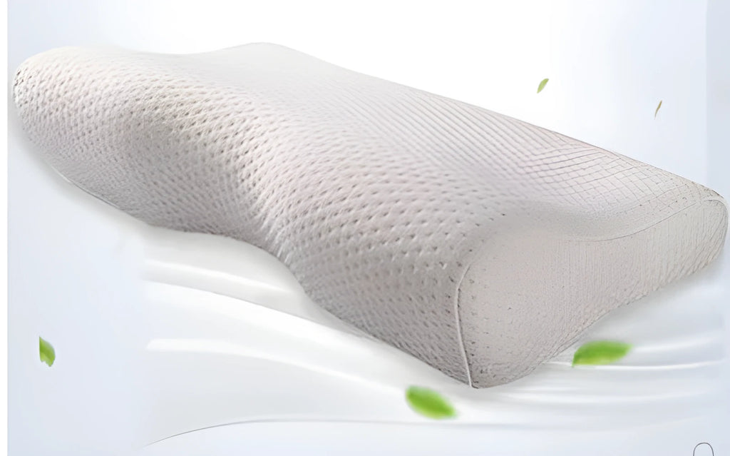 Blue or milky white butterfly-shaped memory foam cervical pillow for neck support