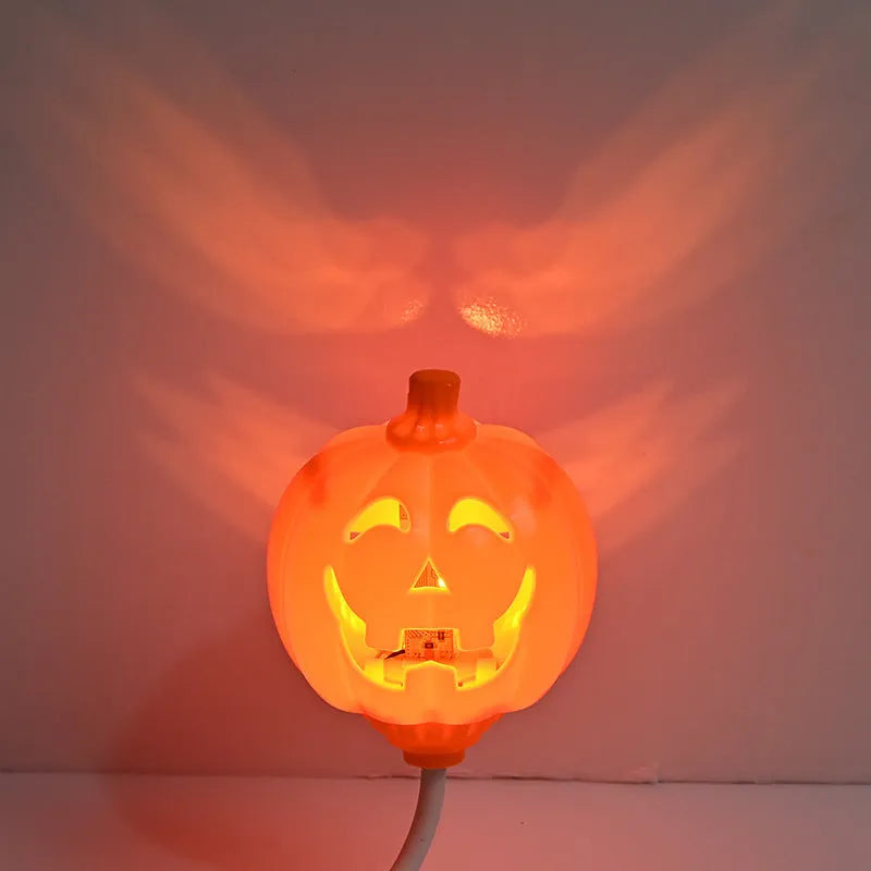 USB rechargeable plastic pumpkin lamp with yellow or purple light option