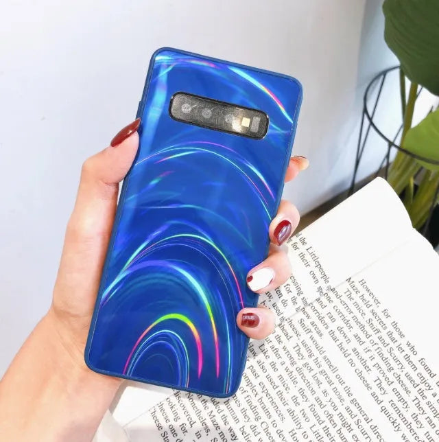 Marble pattern shockproof silicone phone case for Samsung models in multiple colours.