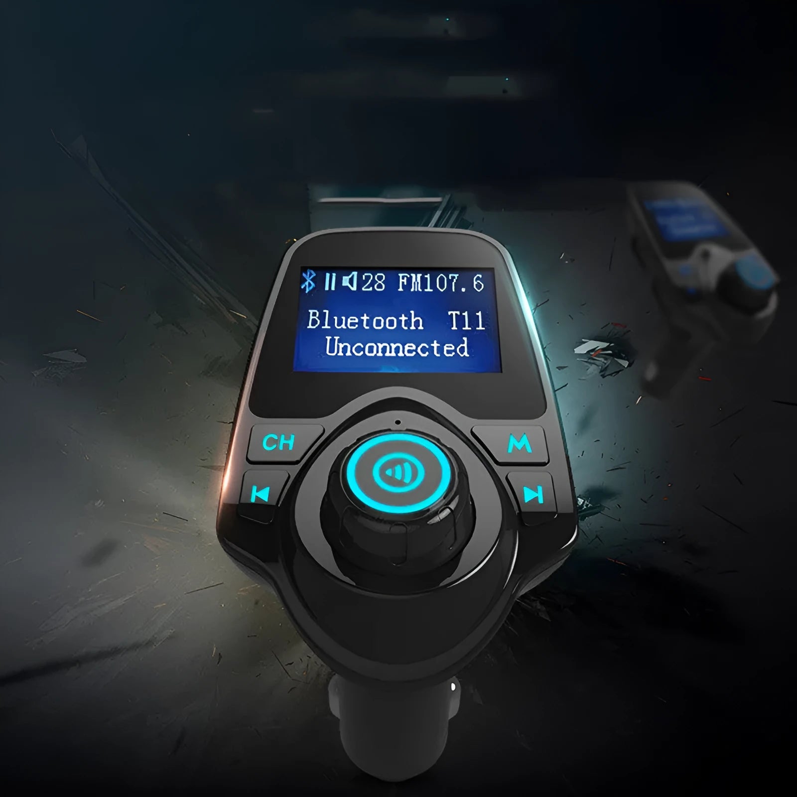 G7 black car Bluetooth FM transmitter for hands-free calls and wireless music streaming