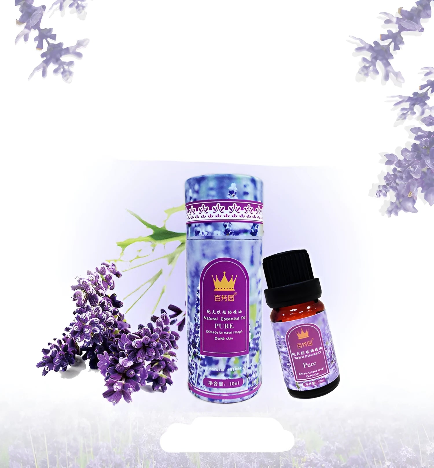 Lavender essential oil 10ml bottle for aromatherapy and skin care
