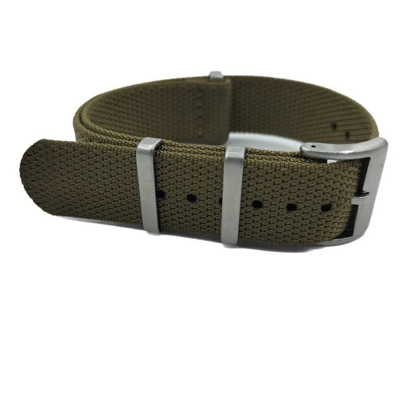 Nylon textile watch strap in Army Green colour, showing integrated design.