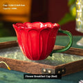Ceramic breakfast cup with floral pattern, 500ml capacity, in red, purple, or mixed set colours.