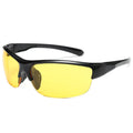 Men's semi-frameless sports sunglasses in PC material for cycling, shown in Bright Black colour variant.