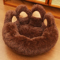 Plush kennel thickened pet bed for dog in coffee colour hand-shaped brush nest design