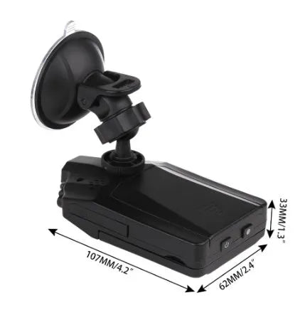 H198 car DVR dash cam with 2.4-inch screen shown in its packaging.