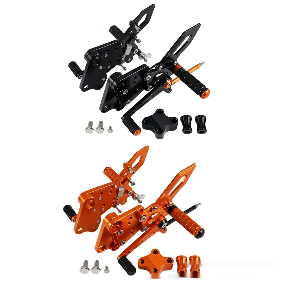 KTM Duke motorcycle raised footpeg support assembly in black and orange colours