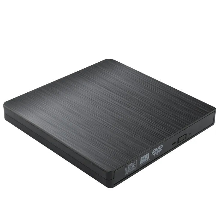 External optical disk drive in black with USB 2.0 and 3.0 support for DVD burning