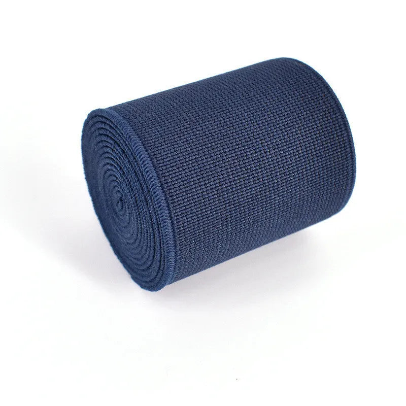 5cm wide colourful elastic band showing ten colour options including black, brown, dark red and blue variants