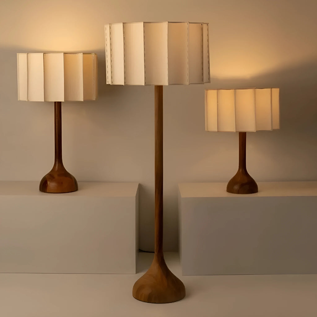 Japanese-style solid wood table lamp with three-color light source, 32x50cm, in a living room setting