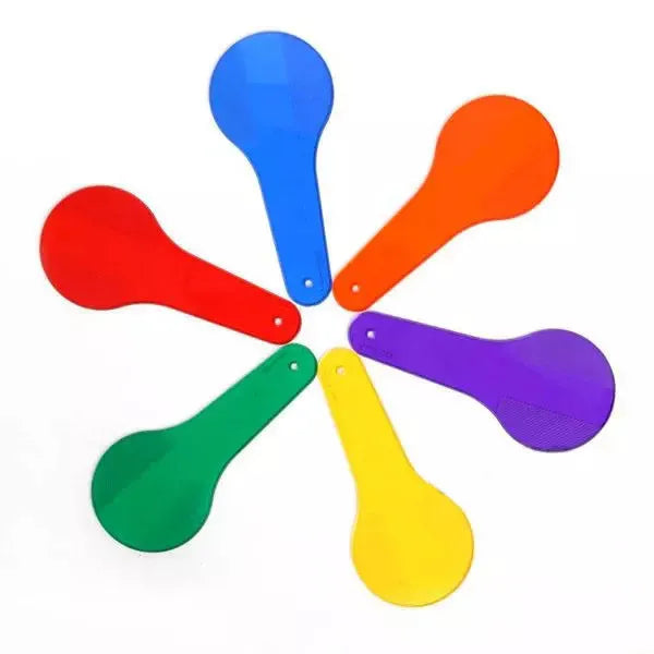 Six PVC colouring learning boards for children in red, yellow, blue, green, orange, and purple colours