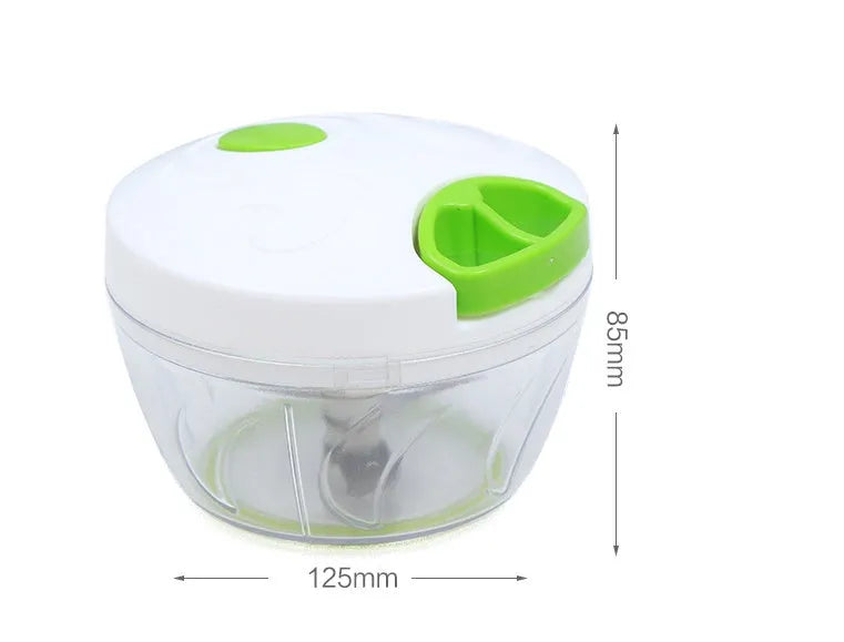 Green manual kitchen chopper with three stainless steel blades and 500ml container capacity