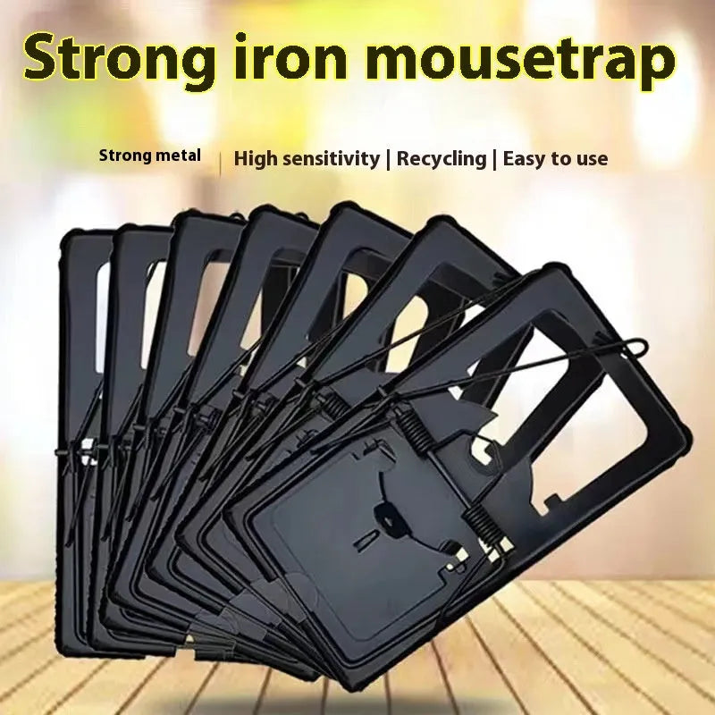 Automatic mouse trap cage and metal clamp rat trap shown in small, medium, and large size options.