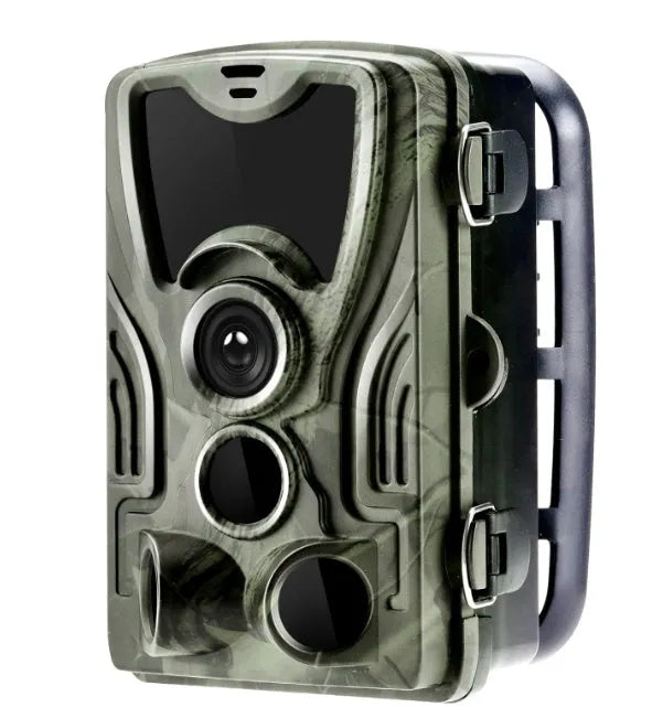 Green cellular trail camera for remote deer and game monitoring with display screen