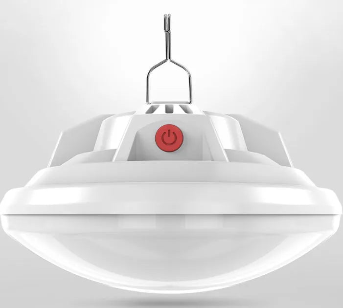 LED camping lantern with energy-saving bulb, showing 18650 battery and available in 280W, 350W, 450W, 500W options.